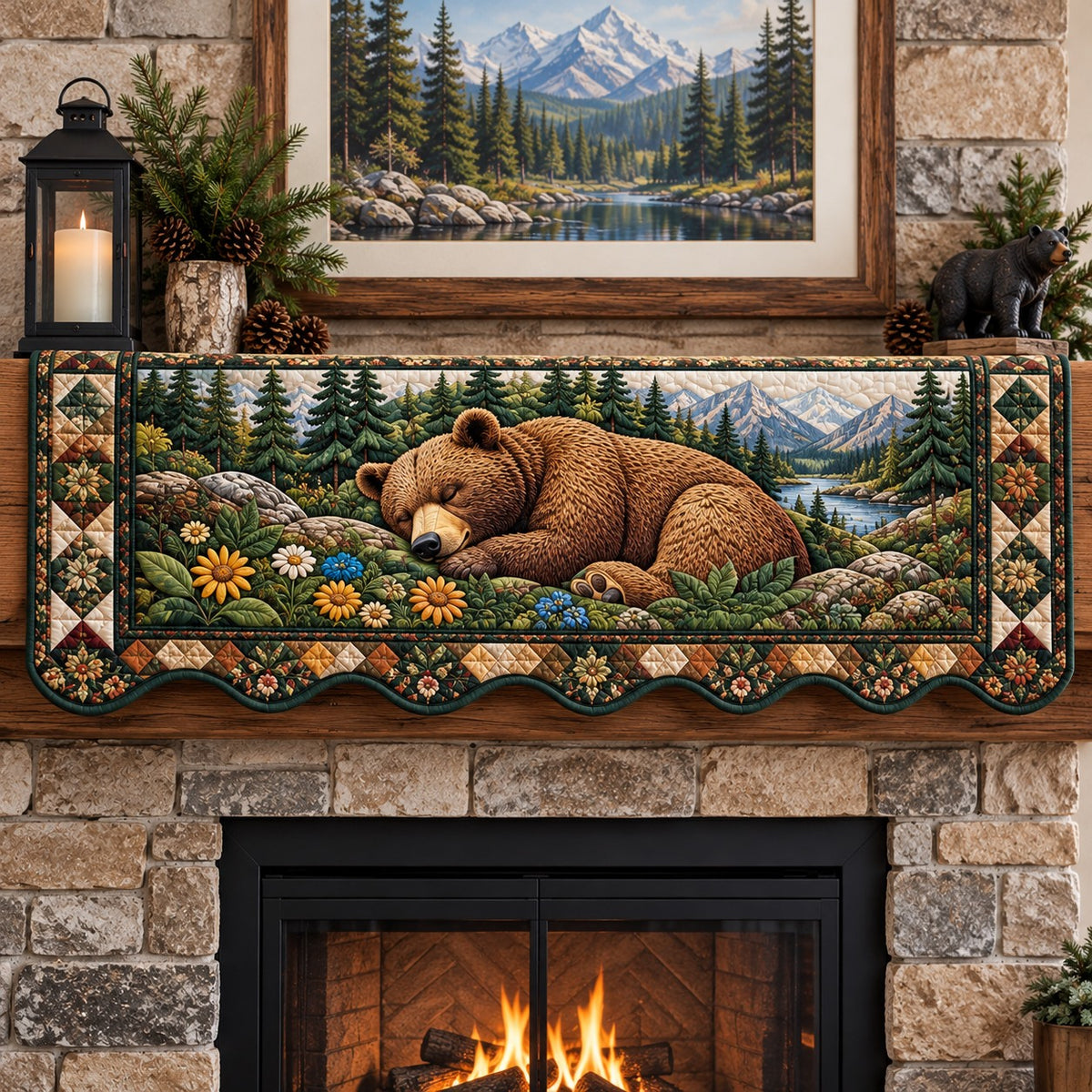 Evergreen Bear Den Quilted Mantel Scarf SN0PT1414