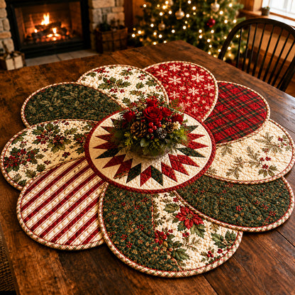 Evergreen Bloom Custom Shape Quilted Table Topper SN0TV099