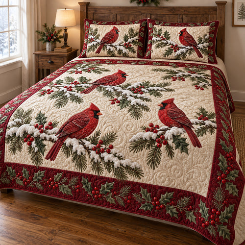 Evergreen Cardinal 3-Piece Quilted Bedding Set SN0TV779