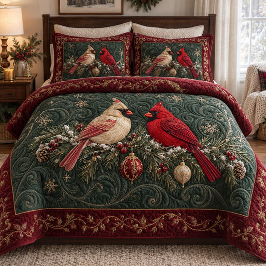 Evergreen Cardinal Elegance 3-Piece Quilted Bedding Set SN0DV716