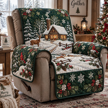 Evergreen Christmas Cabin Quilted Sofa Cover SN0DV941