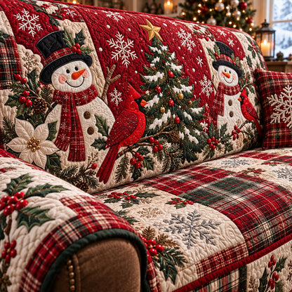 Evergreen Christmas Elegance Quilted Sofa Cover SN0PT1385