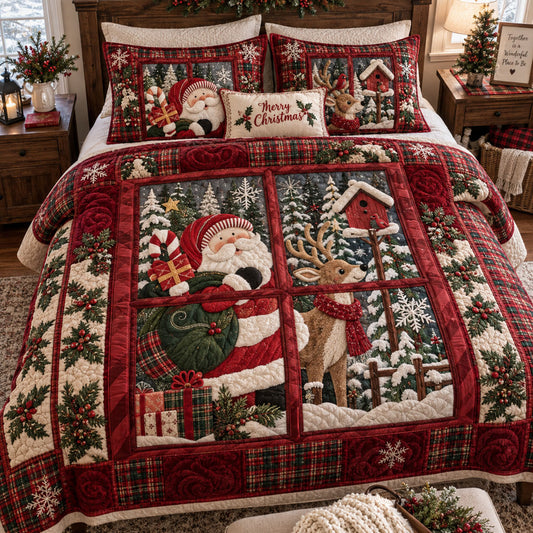 Evergreen Christmas Wishes 3-Piece Quilted Bedding Set SN0PT1153