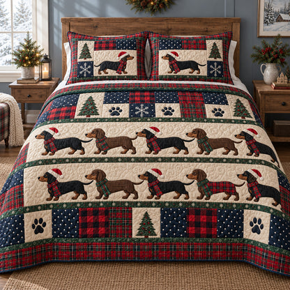 Evergreen Dachshunds 3-Piece Quilted Bedding Set SN0TV861