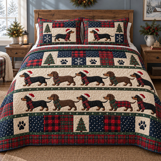 Evergreen Dachshunds 3-Piece Quilted Bedding Set SN0TV861