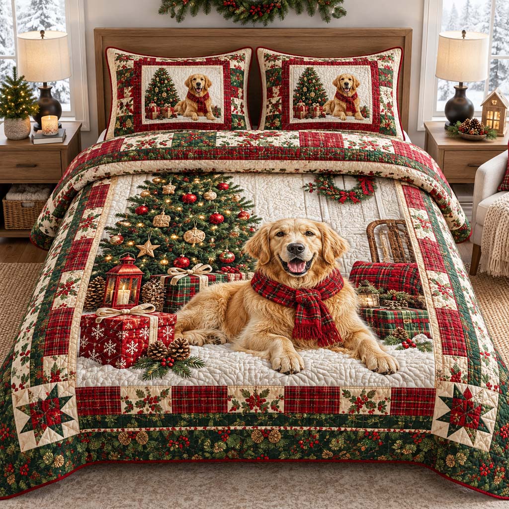 Evergreen Golden Tree Quilted Bedding Set SN0HH0424