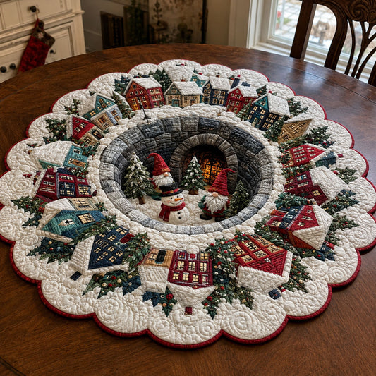 Evergreen Holiday Spiral Custom Shape Quilted Table Topper SN0PT971