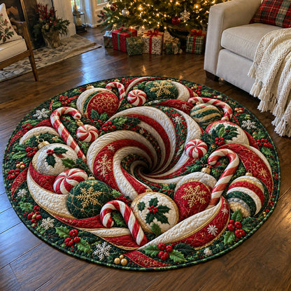 Evergreen Holiday Whirl Quilted Round Mat SN0PT1359