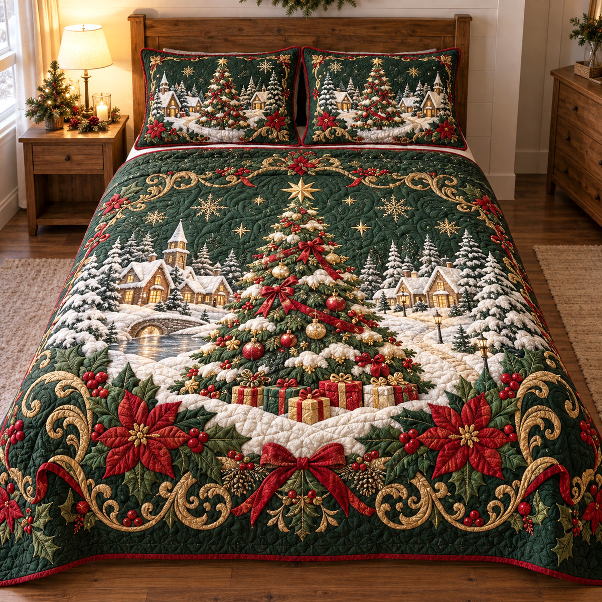 Evergreen Noel 3-Piece Quilted Bedding Set SN0TV764