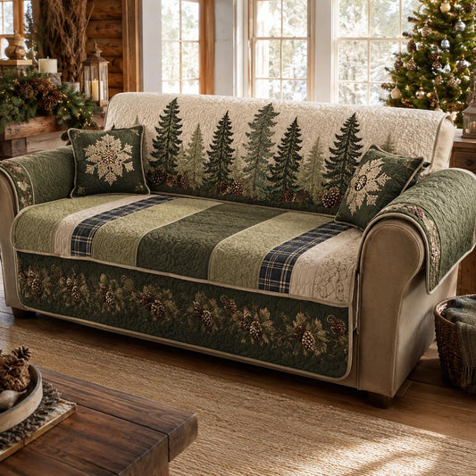 Evergreen Patchwork Quilted Sofa Cover SN0DV164
