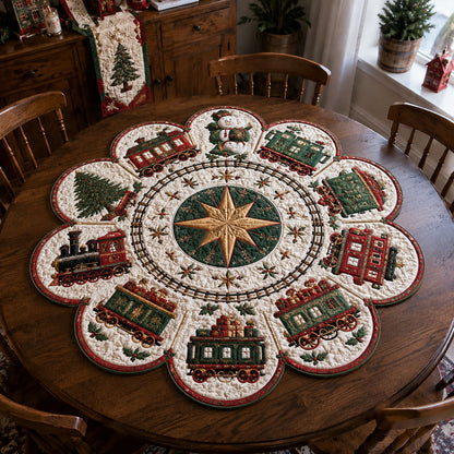 Evergreen Railway Custom Shape Quilted Table Topper SN0PT909