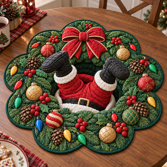 Evergreen Santa Cheer Custom Shape Quilted Table Topper SN0TV469
