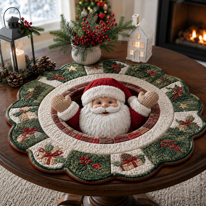 Evergreen Santa Claus Custom Shape Quilted Table Topper SN0HH0033