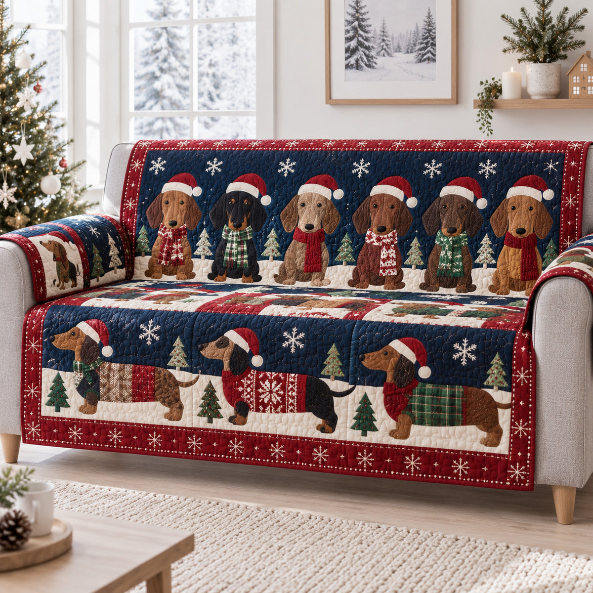 Evergreen Sausage Tails Quilted Sofa Cover SN0TV878