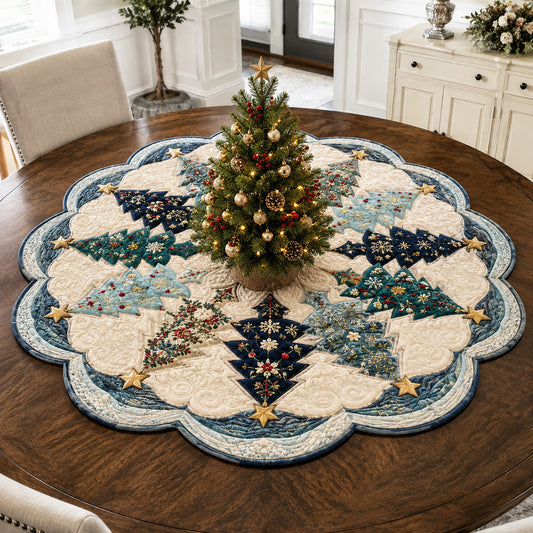Evergreen Snow Custom Shape Quilted Table Topper SN0TV110