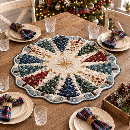 Evergreen Tree Custom Shape Quilted Table Topper SN0TD161