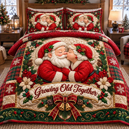 Everlasting Santa Couple 3-Piece Quilted Bedding Set SN0HH0901