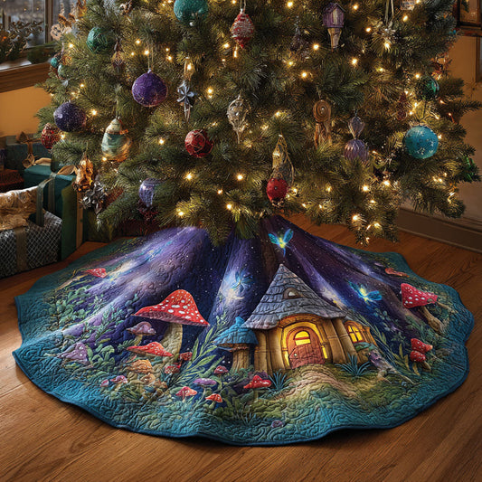 Fairy Forest Cottage Christmas Quilted Tree Skirt NCU0PTT2239