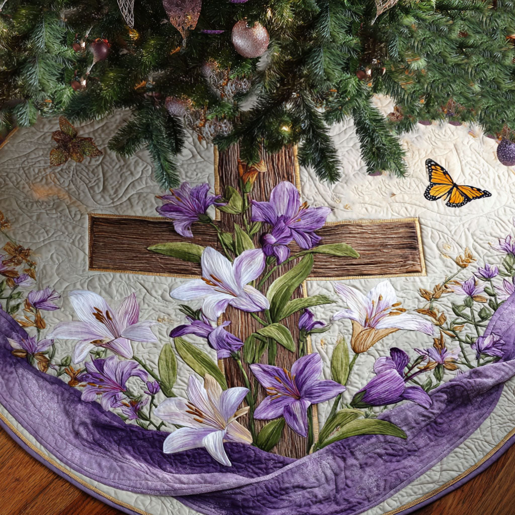 Faith Blossom Christmas Quilted Tree Skirt NCU0PTT2207