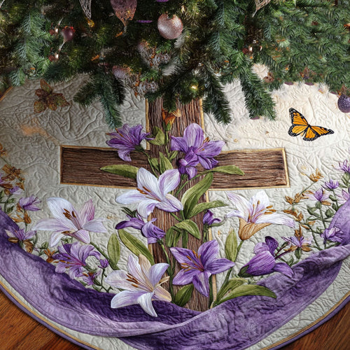 Faith Blossom Christmas Quilted Tree Skirt NCU0PTT2207