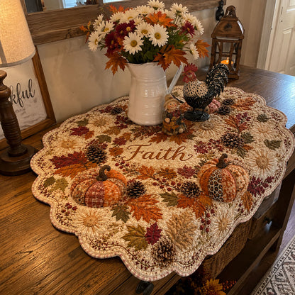 Faithful Harvest Custom Shape Quilted Table Topper SN0PT454