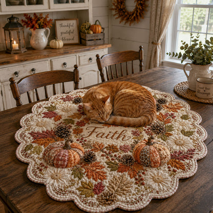 Faithful Harvest Custom Shape Quilted Table Topper SN0PT454