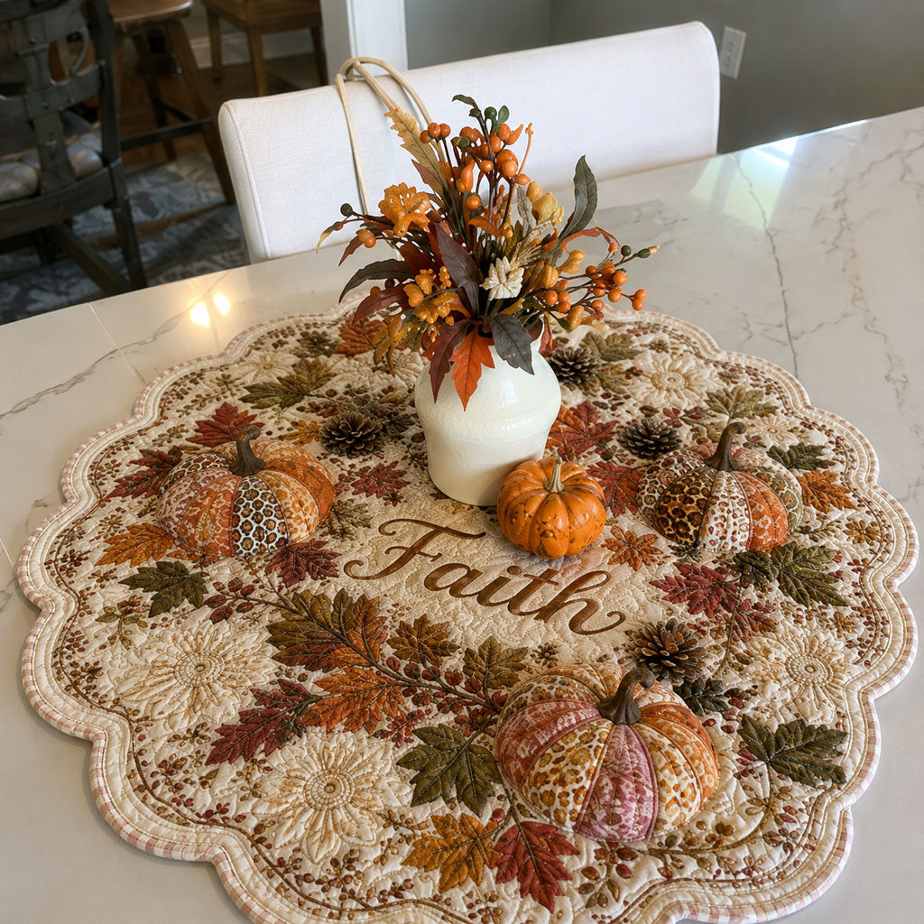 Faithful Harvest Custom Shape Quilted Table Topper SN0PT454