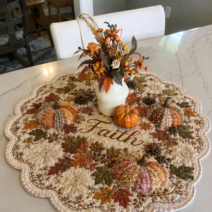 Faithful Harvest Custom Shape Quilted Table Topper SN0PT454