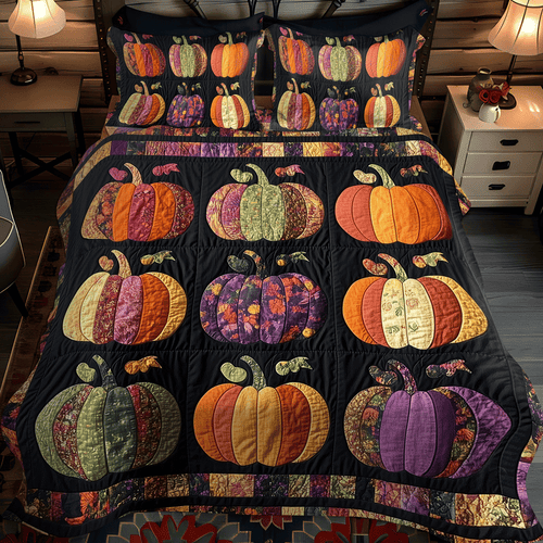 Fall Pumpkin 3-Piece Quilted Bedding Set NCU0TH1854