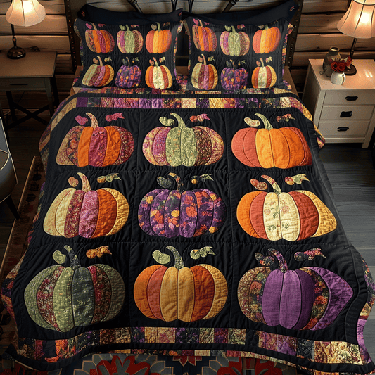 Fall Pumpkin 3-Piece Quilted Bedding Set NCU0TH1854