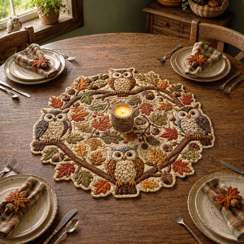 Fall Retreat Custom Shape Quilted Table Topper SN0TD087