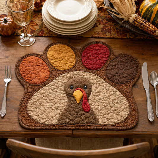 Falling Paws Custom Shape Quilted Placemat SN0TD054