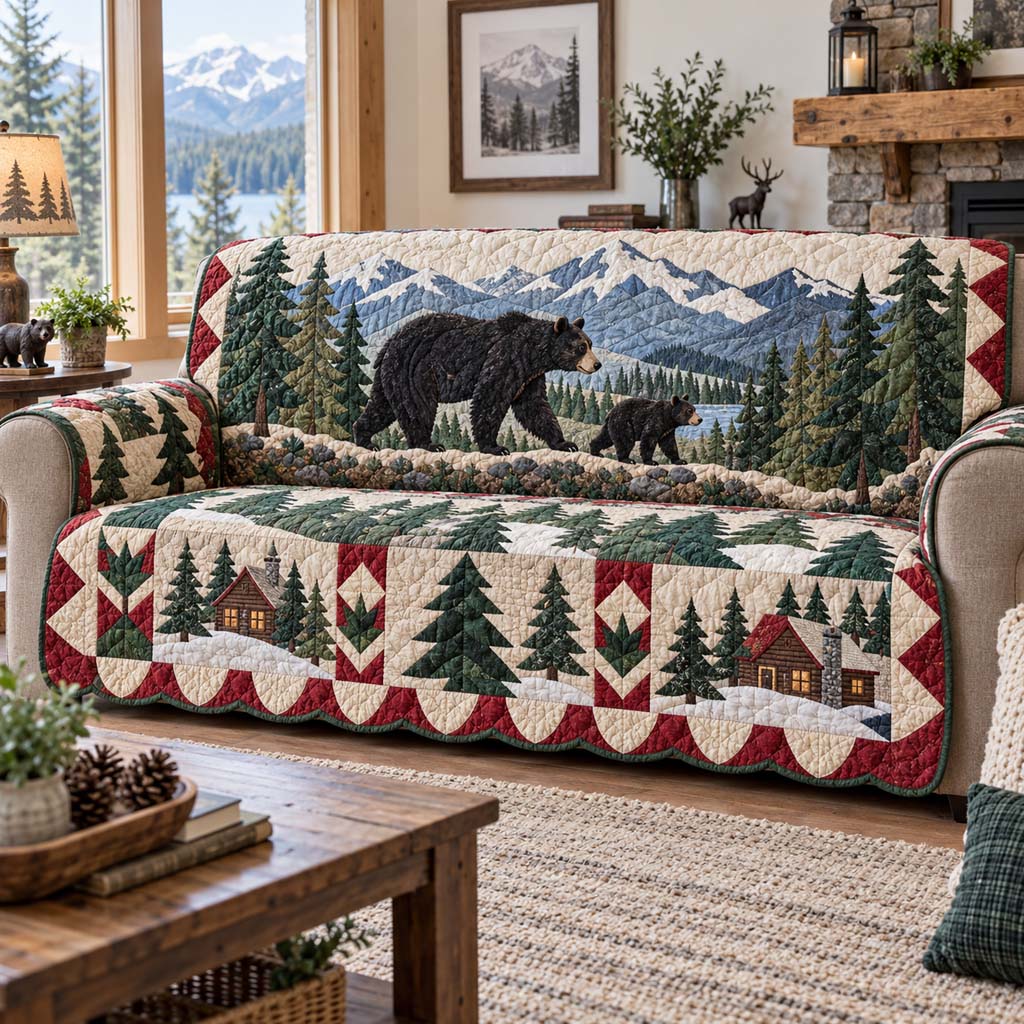 Family Bear Quilted Sofa Cover SN0HH0879