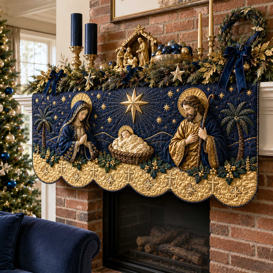 Family Nativity Quilted Mantel Scarf SN0TD213