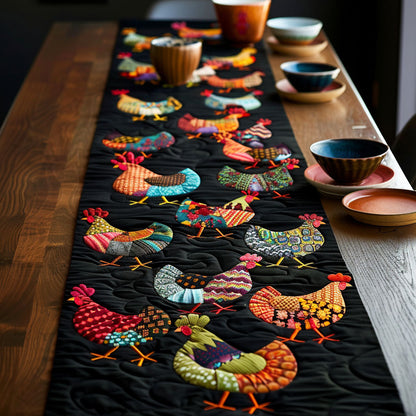 Farmhouse Chickens Quilted Table Runner NCU0TH322