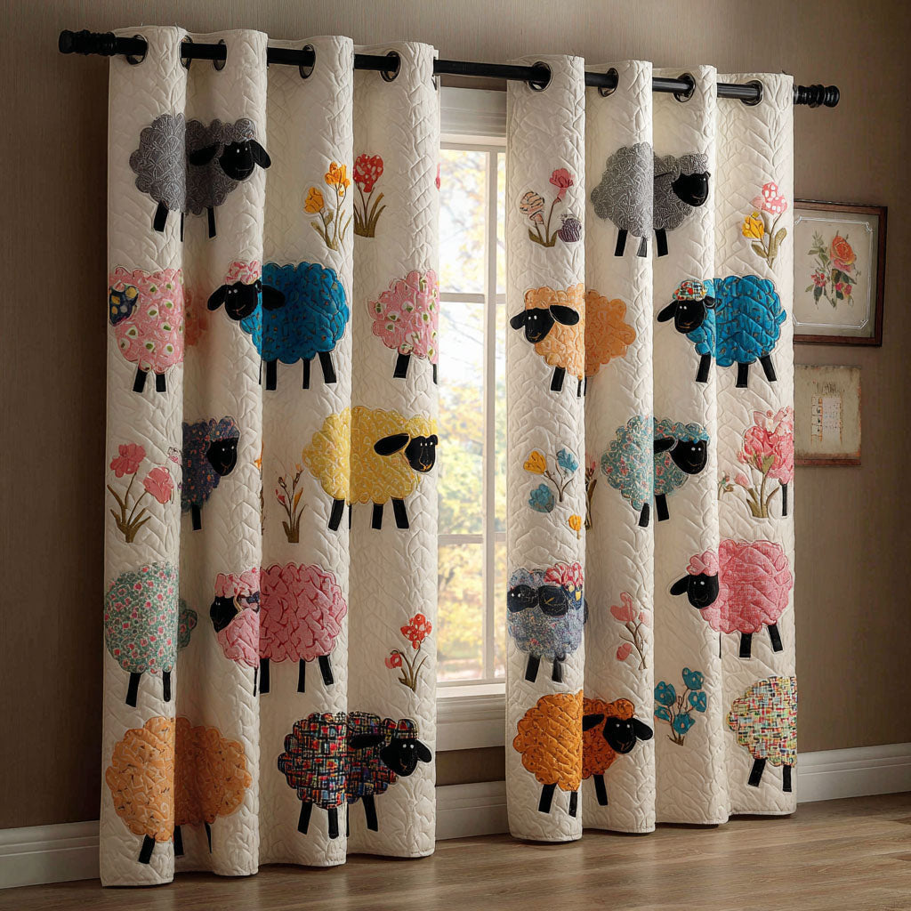 Farmhouse Flock Quilted Curtains NCU0KD035