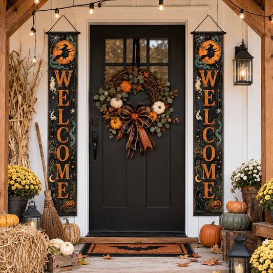 Farmhouse Halloween Spirit Welcome Door Banner SN0PT304
