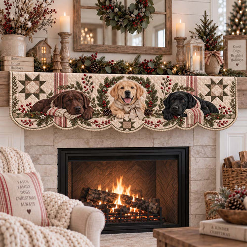 Farmhouse Labrador Retrievers Quilted Mantel Scarf SN0HH0478