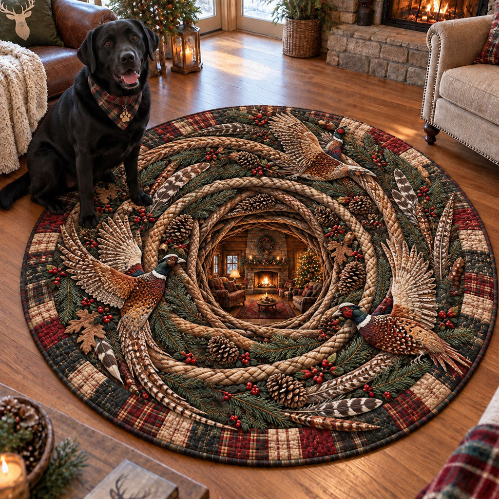 Feathered Antler Wonderland Quilted Round Mat SN0PT1370
