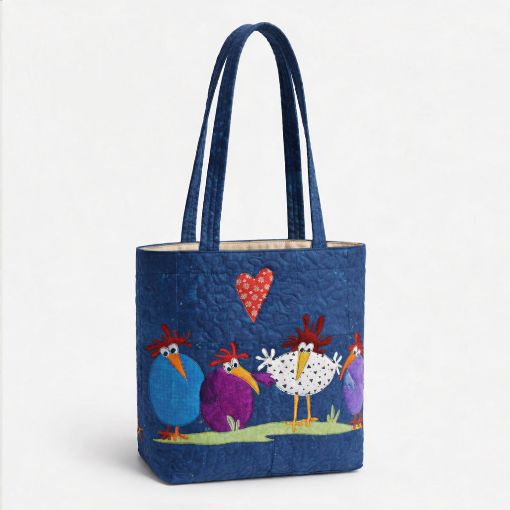 Feathered Friends Parade Quilted Zipper Tote Bag SN0PT022
