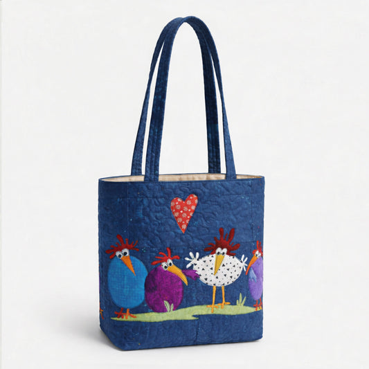Feathered Friends Parade Quilted Zipper Tote Bag SN0PT022