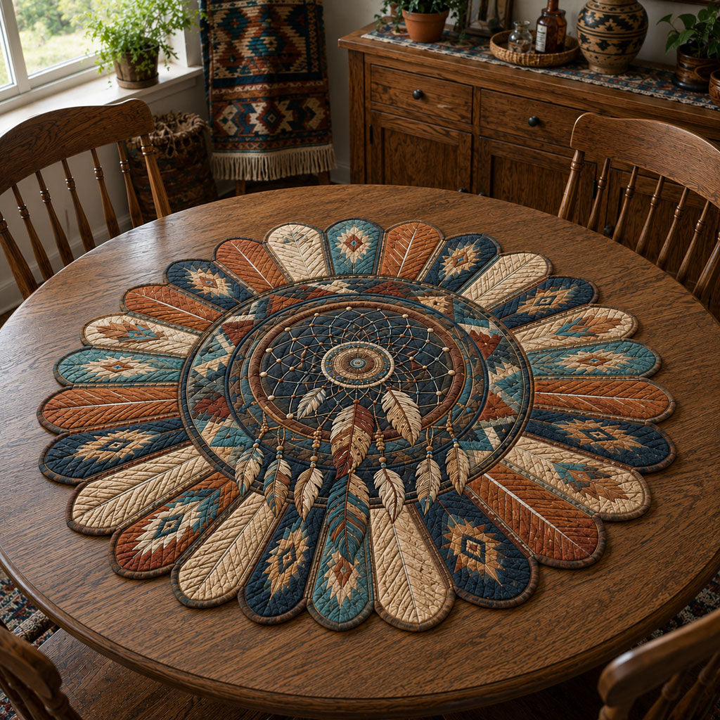 Feathered Legacy Custom Shape Quilted Table Topper SN0PT826