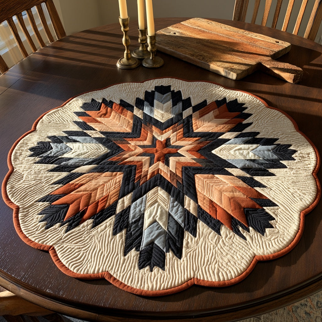 Feathered Star Custom Shape Quilted Table Topper NCU0LV225
