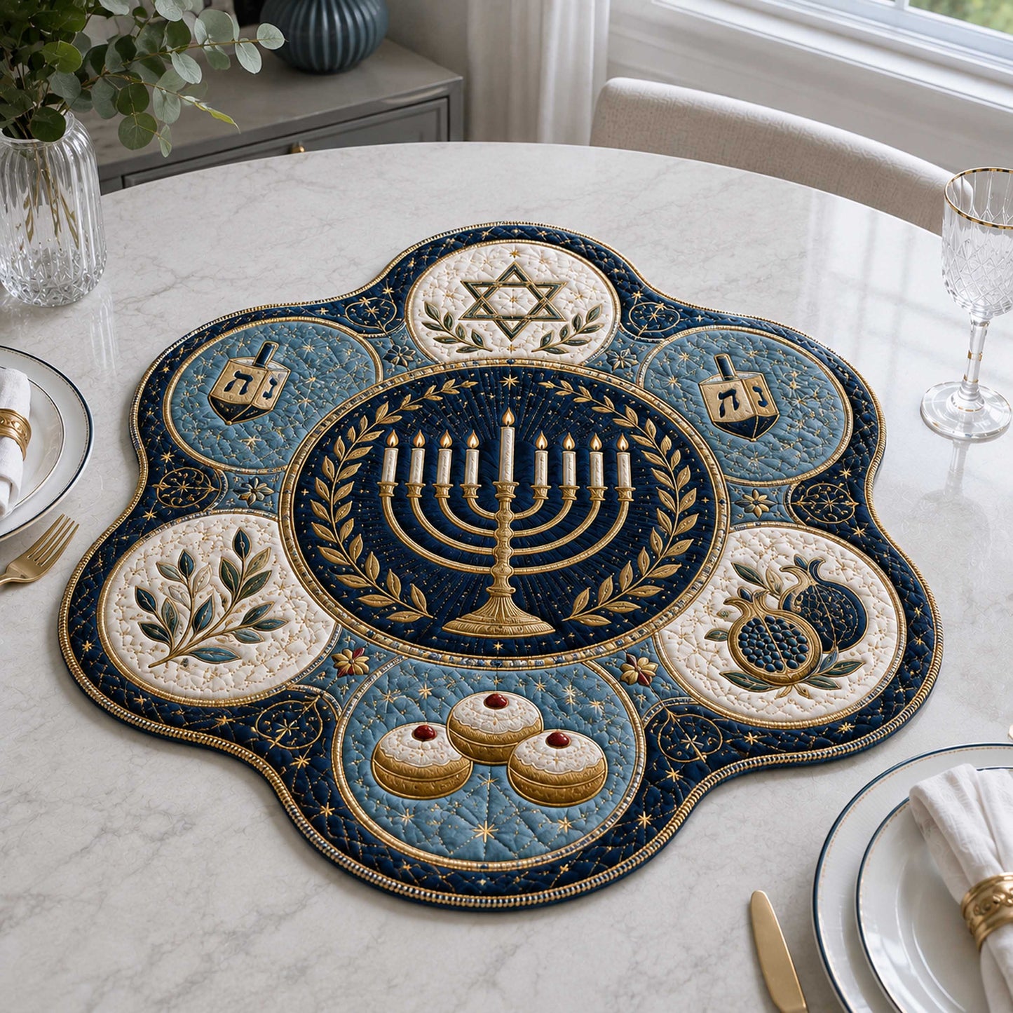 Festival Lights Custom Shape Quilted Table Topper SN0TD286