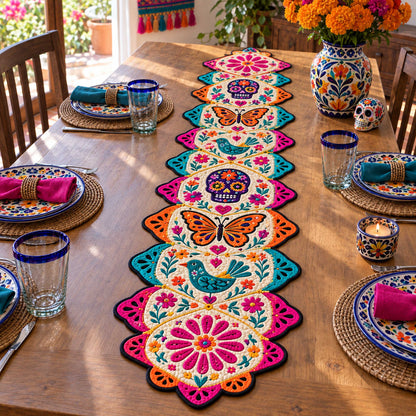 Festive Calavera Custom Shape Quilted Table Runner SN0TD703