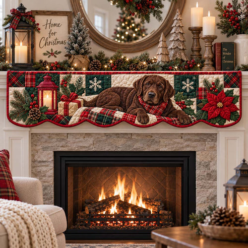 Festive Chocolate Labrador Quilted Mantel Scarf SN0HH0749
