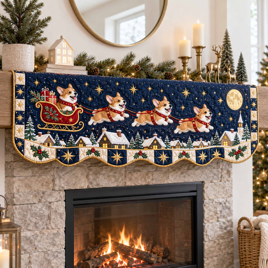 Festive Corgi Quilted Mantel Scarf SN0TD770