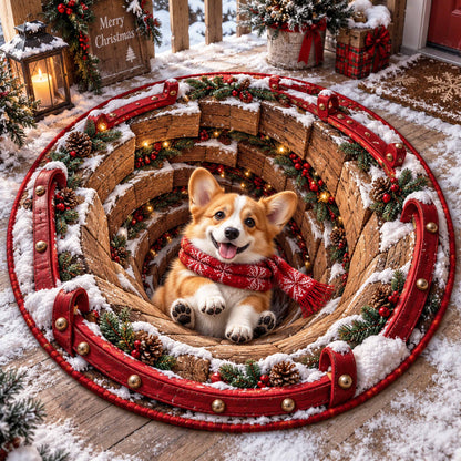 Festive Corgi Quilted Round Mat SN0TD830