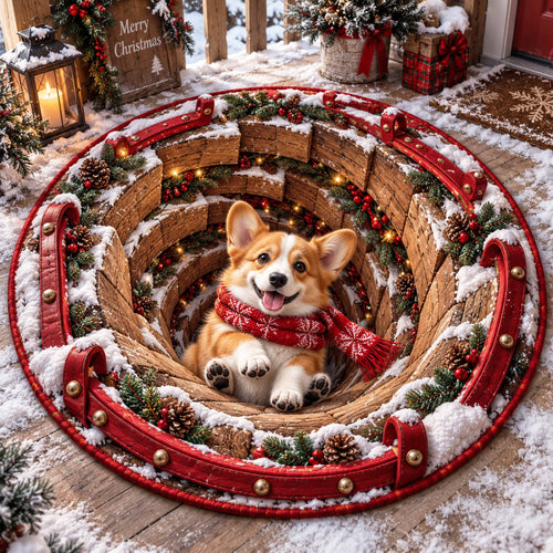 Festive Corgi Quilted Round Mat SN0TD830