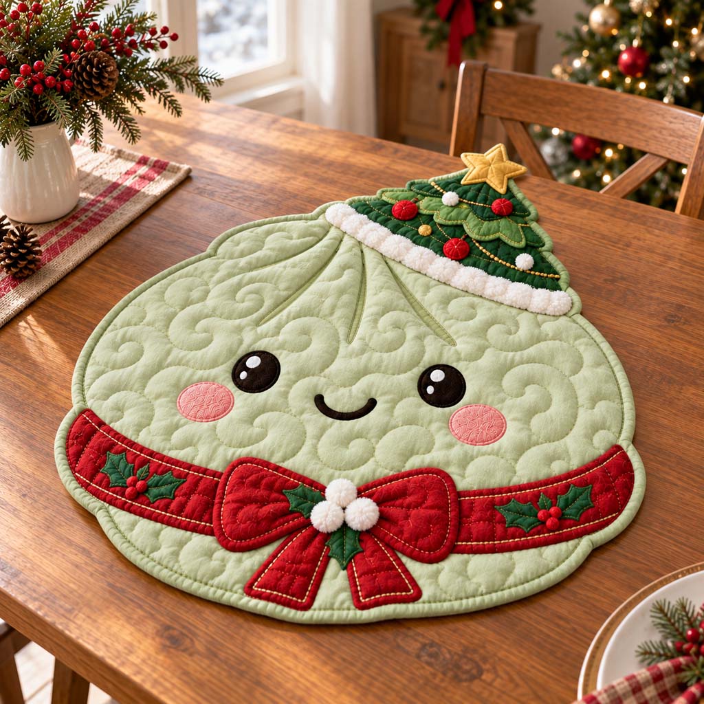 Festive Dumpling Custom Shape Quilted Table Topper SN0HH0742